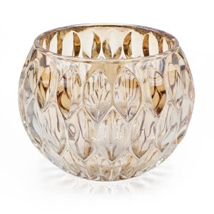 TopComfy Decorative Bowls 4 Pack Shiny Oval Cutout Text Glass Candle Holders with Gold Mercury Interior for Warm for Living Room, Gold, 18"*18"*8" - 1 of 4