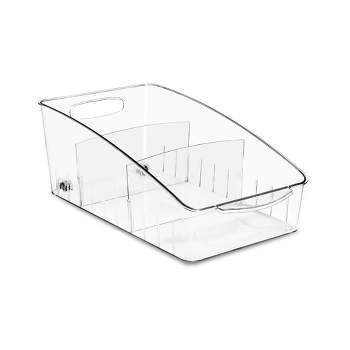 Sorbus Medium Clear Organizing Bin on Wheels with Dividers - for Kitchen, Cabinet Organizer, Pantry & Refrigerator