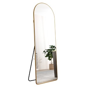 FURNIinspire Full Length Mirrors Contemporary Metal Frame Arched Standing Mirror for Fashionable Modern Bedrooms, Transparent, 31"*0.4"*71" - 1 of 4