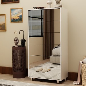ZHUTA Shoe Cabinet flip, with Small Mirror Edge Gap, Mirror Shoe Cabinet storage, 3 Flip Drawers, for Entryway Bathroom Bedroom - 1 of 4