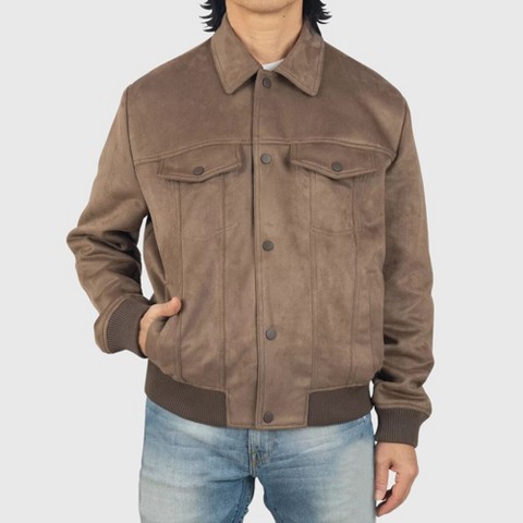 Мужские куртки Alpine Swiss Blake Vegan Suede Bomber Jacket – Lightweight Slim Fit Casual Softshell Coat with 5 Pockets ERTH ST 2XL