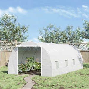 NicBex 20'x10'x7' Arched Greenhouse Tunnel Greenhouse with Roll-Up Windows, Zippered Door, PE Cover for Outdoor Backyard, White - 1 of 4