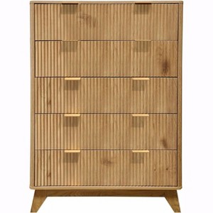 Jojoka Fluted 5 Drawers Dresser, 48-Inch Tall Modern Chest of Drawers with Anti-Tipping Device - 1 of 4