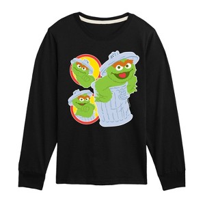 Boys' - Sesame Street - Oscar Trash Can -Toddler and Youth Long Sleeve T-Shirt Long Sleeve Graphic T-Shirt - 1 of 3