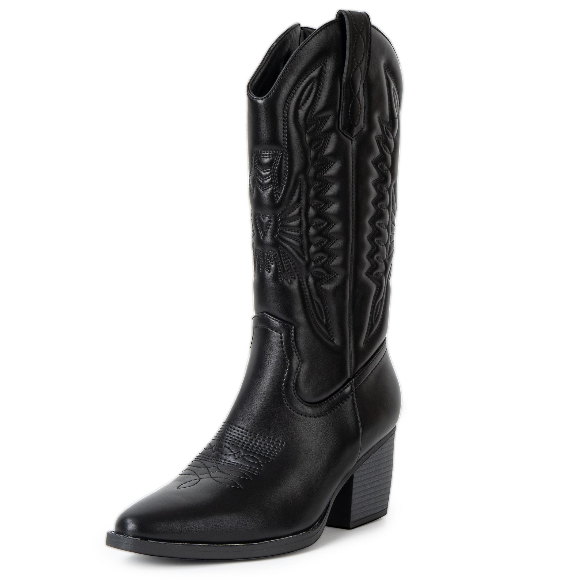 Alpine Swiss Sadie Womens Cowboy Boots Western Cowgirl Boots Mid Calf Chunky Block High Heel Booties