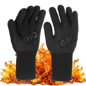 Unique Bargains Silicone Heat Resistant Fireproof Grilling Gloves 1472°F High Temp 1 Set - 1 of 4