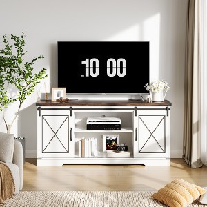 Farmhouse TV Stand for TV up to 65 Inches and Entertainment Center with Sliding Barn Doors, TV Media Console Table with Storage Cabinet - 1 of 4