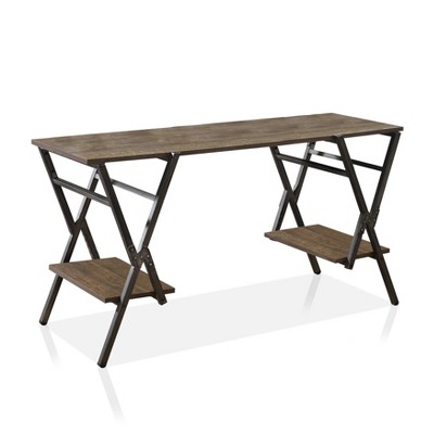 Aviemore Writing Desk Rustic Oak/Brushed Gun Metal - miBasics