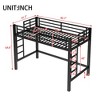 TUYOHW Metal Loft Bunk Bed with Dual Ladders & Guardrails,Multiple Sizes Loft Bed Frame with Open Under-Bed Space for Dorms,Bedrooms,Black - 3 of 4