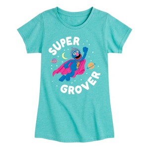 Girls' - Sesame Street - Super Grover Fitted Short Sleeve Graphic T-Shirt - 1 of 4
