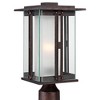 Franklin Iron Works Rustic Industrial Outdoor Post Light with Pier Mount Bronze Metal 15 3/4" Clear Frosted Glass for Exterior Deck House Porch Yard - 3 of 4