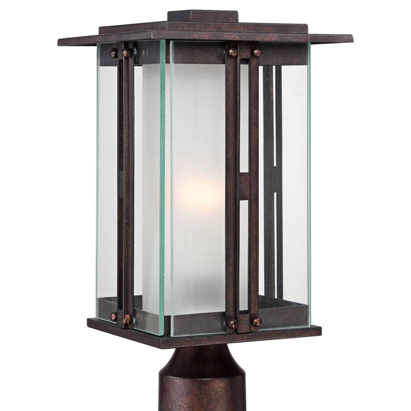 Franklin Iron Works Rustic Industrial Outdoor Post Light with Pier Mount Bronze Metal 15 3/4" Clear Frosted Glass for Exterior Deck House Porch Yard, 3 of 6