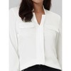 Hobemty Women's V Neck Long Sleeve Faux Flap Pocket Work Office Blouse - 4 of 4