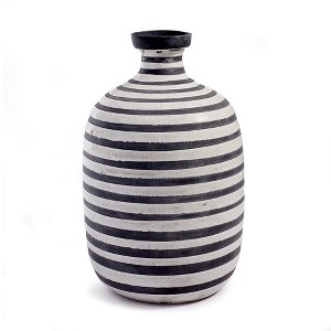 Plum & Post 14.5" Mombasa Black & White Stripes Decorative Ceramic Vase Bottle - 1 of 1