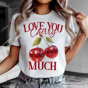 Love You Cherry Much T-Shirt, Retro Disco White Tee for Fun Women| OrnamentallyYou - 1 of 4