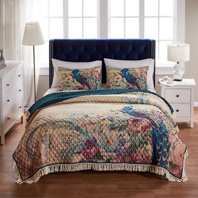 Eden Peacock Floral Print King Cotton Polyester Sham