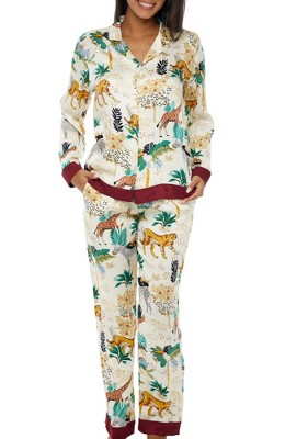 Image of ADR Women's Lightweight Pajamas with Pockets, Button Down PJ Set Safari Large