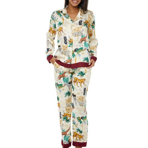 ADR Women's Lightweight Pajamas with Pockets, Button Down PJ Set Safari  Medium