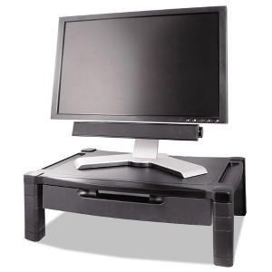 Kantek Wide Deluxe Two-Level Monitor Stand with Drawer, 20" x 13.25" x 3" to 6.5", Black, Supports 50 lbs - 1 of 1