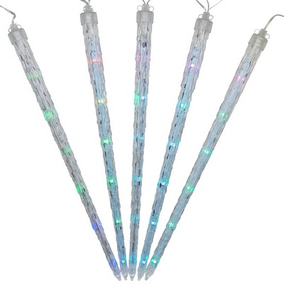 Northlight Set of 5 Color Changing Cascading Icicle Christmas Light Tubes - 13 ft Clear Wire