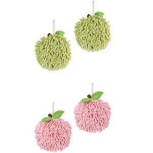 REGALWOVEN Soft Absorbent Fluffy Chenille Ball Bathroom Hand Towels with Wall Hook 4 Pack - 1 of 4