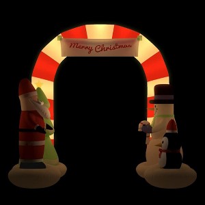 vidaXL 8.5ft Inflatable Christmas Archway with Santa & Snowman, Built-in LED Lights, Weather-Resistant Outdoor Decoration, Quick Setup & Storage - 1 of 4