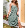 Women's Summer Round Neck Sleeveless Maxi Dresses Adjustable Spaghetti Strap Casual Loose Beach Long Dress with Lined - 3 of 4