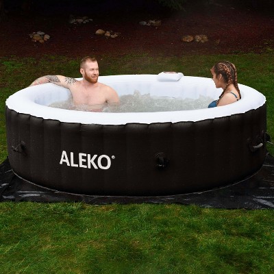 Aleko 265-Gallon Black and White Inflatable Round Hot Tub