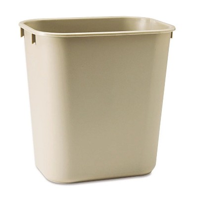 LunaLulinlk Beige 3.4 Gallon Soft Mold Plastic Wastepaper Basket, Rectangular