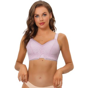 Allegra K Women's Lace Minimizer Bralette U Back Full Coverage Wireless Everyday Bras - 1 of 4