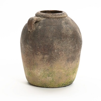 LuxenHome Rustic Ginger Root Brown Terracotta 11-Inch Tall Indoor and Outdoor Jug Vase