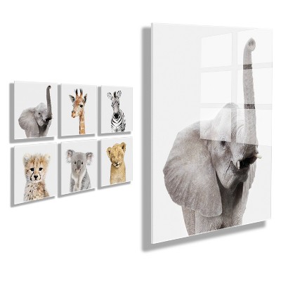 10" x 10" 6pc Safari Animal Floating Acrylic Art Set - Kate & Laurel All Things Decor