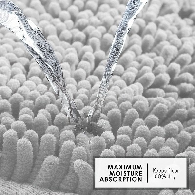 Light Gray Chenille Bath Mat with Non-Slip Rubber Backing, 20x32