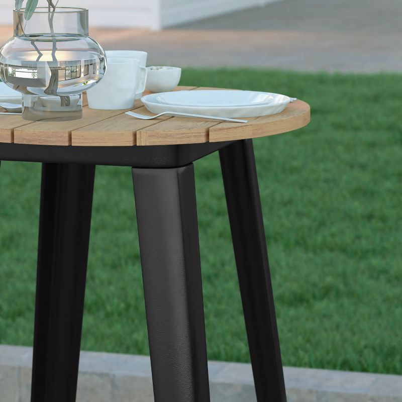 Emma and Oliver Indoor/Outdoor Bar Top Table, 23.75" Round All Weather Poly Resin Top with Steel base, 4 of 11