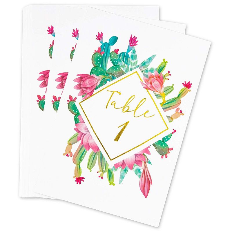 Sparkle and Bash 25 Pack Cactus Theme Table Number Cards for Weddings, Numbers 1-25, 4 x 6 inches, Gold Foil, 2 of 6