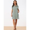 Allegra K Women's Collared Side Pockets Button Up Cotton Belted Shirt Dress - 3 of 4
