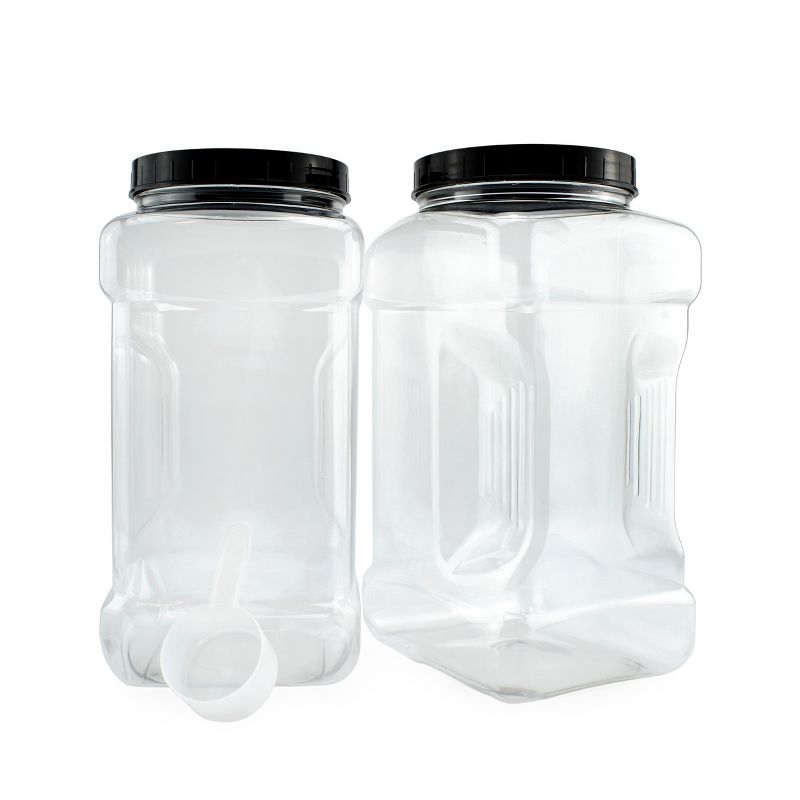 Cornucopia Brands Square Gallon Size Clear Plastic Canisters 2pk; 4qt Jar Grip Containers w/ Plastic Scoops; BPA-Free, 1 of 7