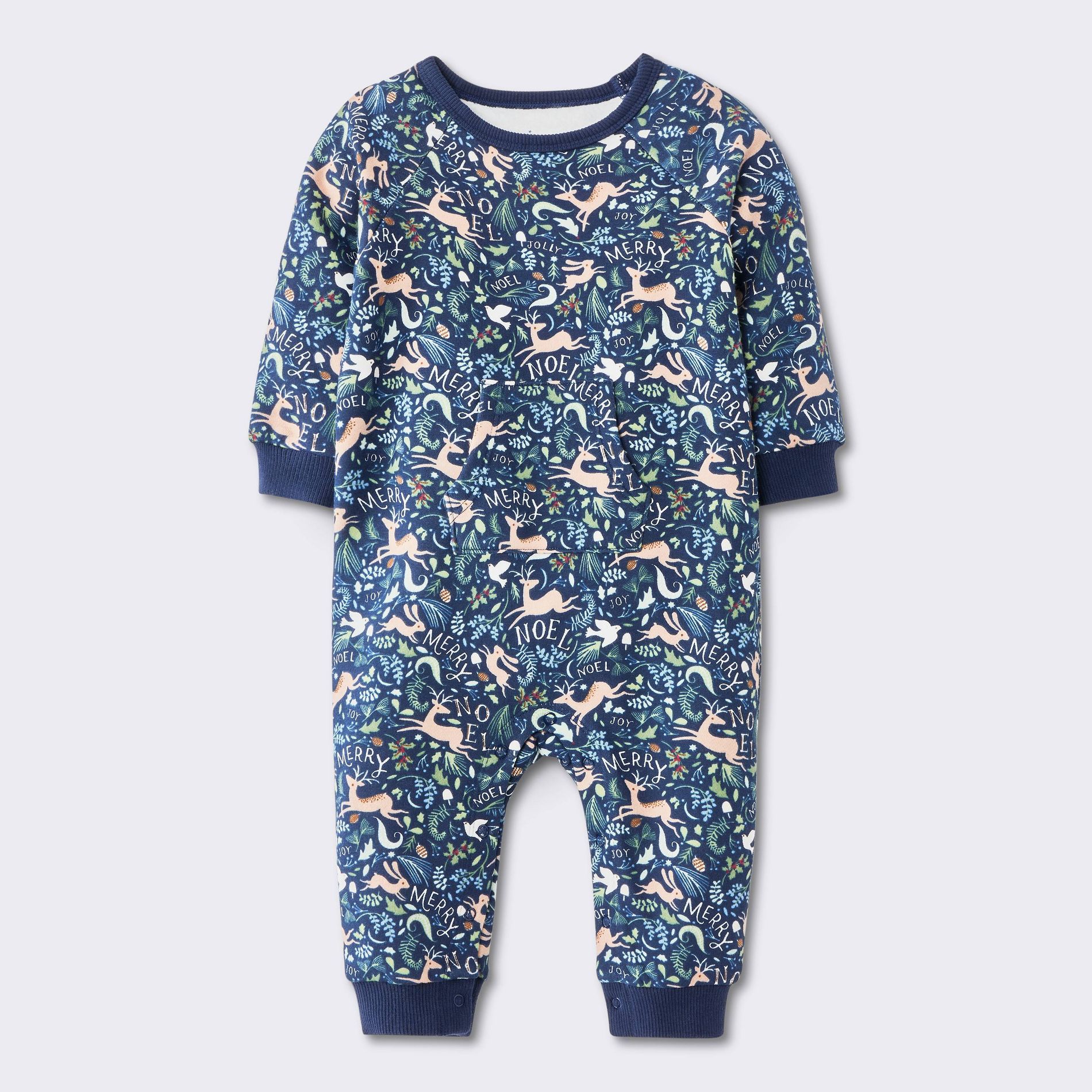Baby Boys' Holiday Merry Deer Romper - Cloud Island™ Dark Teal Blue