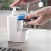 OU Dish Soap Dispenser with Sponge Holder 16 oz, Refillable Plastic Soap Dispensing Pump Bottle for Kitchen Sink, Countertop Organizer - 2 of 4
