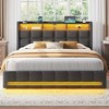 Greenstell Upholstered Lift Storage Bed with LED Lights & Charging Station, Modern Platform Bed, Heavy Duty Wooden Slats - 3 of 4