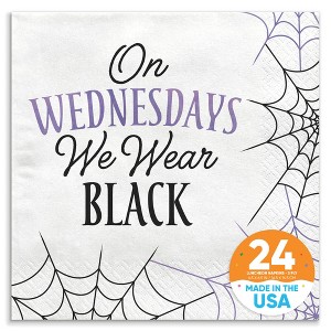 Big Dot of Happiness Goth Girl Napkins, Black and Purple Halloween or Gothic Birthday Party Decor, White 3-Ply Paper Luncheon Napkins - 24 Count - 1 of 4