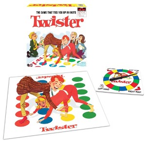 Winning Moves Classic Twister With Retro Design & Oversized Spinner, Indoor/Outdoor Party Fun for 2+ Players, Kids Ages 6+ - 1 of 2