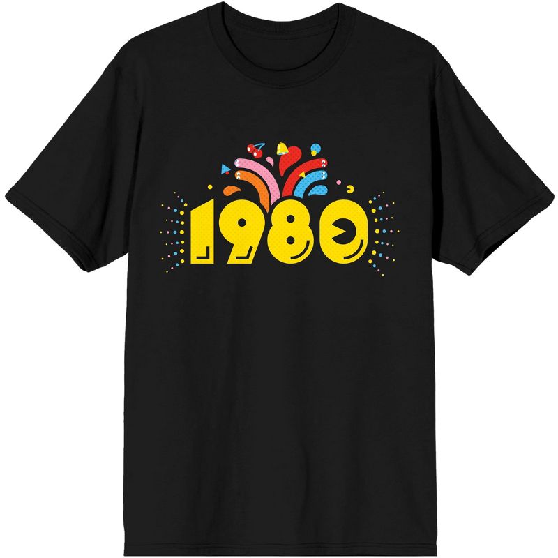 Pac-Man 1980 Arcade Celebration Men's Black T-shirt, 1 of 3