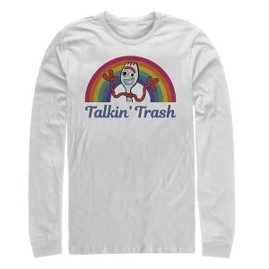 Men's Toy Story Forky Talkin' Trash Rainbow Long Sleeve Shirt - 1 of 3