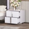 Elegant Nightstand with 2 Drawers and Mirrored Front, Metal Legs and Handles, Classic Storage Accent Table for Bedroom-The Pop Home - 2 of 4