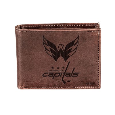 Evergreen NHL Washington Capitals Brown Leather Bifold Wallet Officially Licensed with Gift Box
