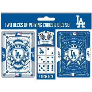 MasterPieces Officially Licensed MLB Los Angeles Dodgers 2-Pack Playing cards & Dice set for Adults - 1 of 4
