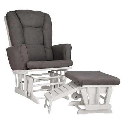 Image of Graco Sterling Semi-Upholstered Glider and Nursing Ottoman - White/Gray
