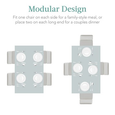 White Glass Top Dining Table Set with 4 Faux Leather Chairs