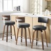 Bekrvio 26" Faux Leather Swivel Bar Stools Set of 1/2/3/4,Mid Century Modern Counter Chairs with Wood Legs and Curved Back for Kitchen Island - 3 of 4